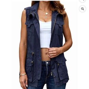 Women's Navy Sleeveless Utility Vest size large